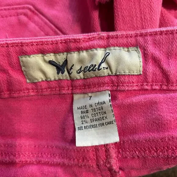 Y2K Wet Seal Pink Low Rise Micro Mini Skirt Juniors 7 Distressed Grunge Mallcore - Picture 2 of 4